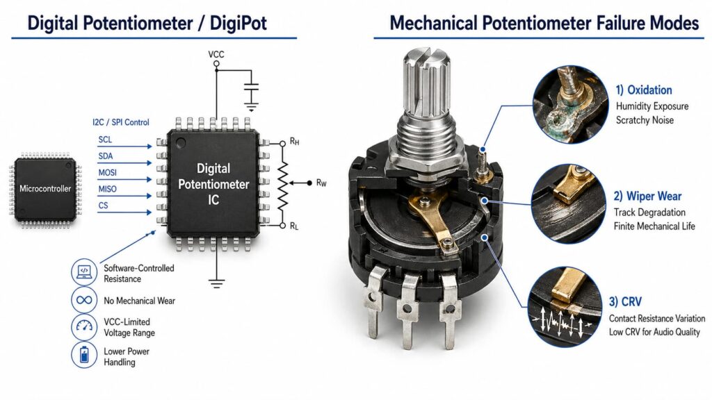 Infographic of Digital vs Mechanical Potentiometers