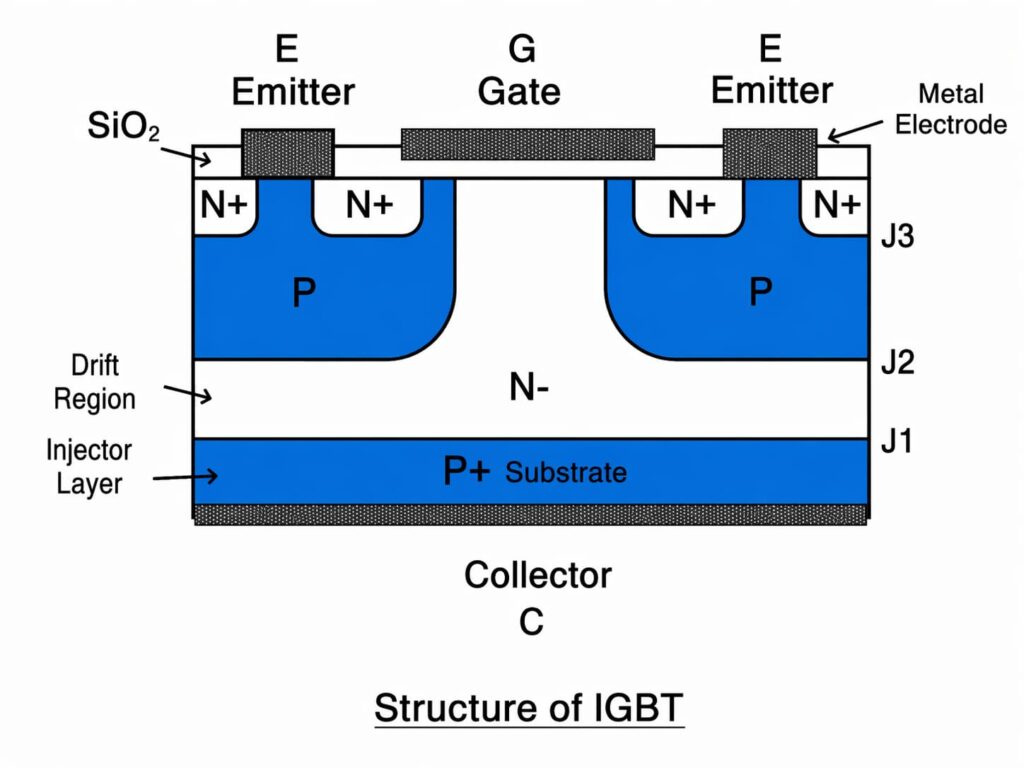 igbt internal structure cross section pn layer drift region