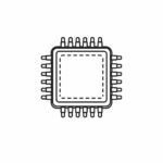integrated circuit chip line icon white background