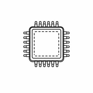 integrated circuit chip line icon white background