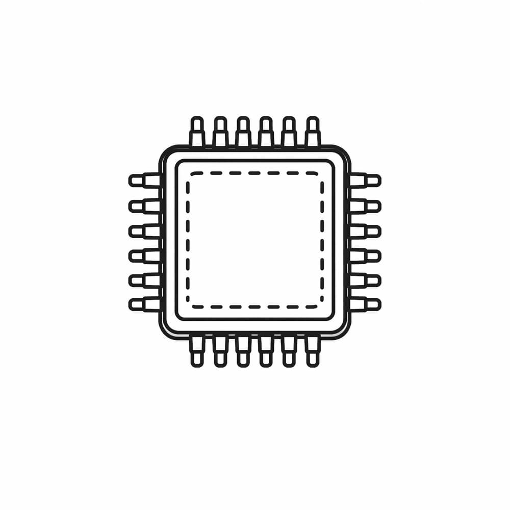 integrated circuit chip line icon white background