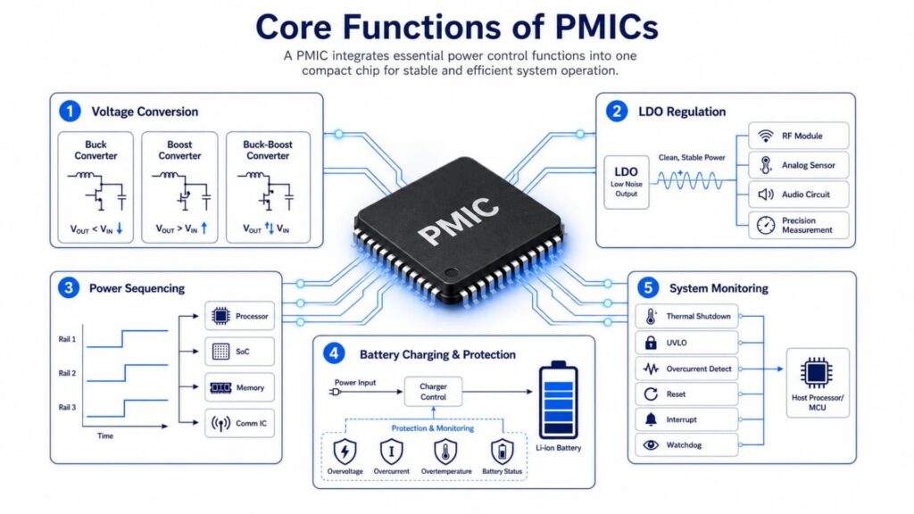 Infographic of Core Functions of PMICs