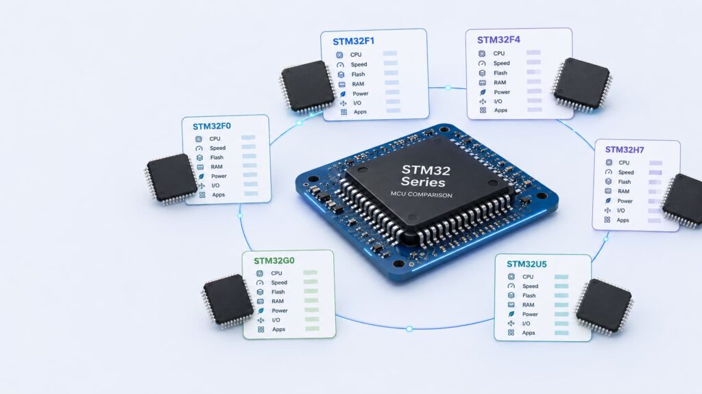 Infograhic Of Key STM32 Series and Core Specs