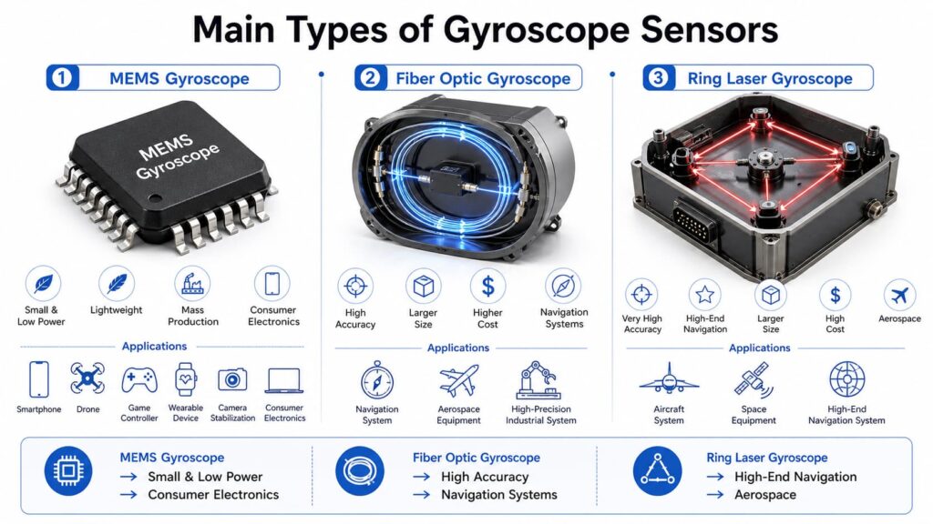 Infographic of Main Types of Gyroscope Sensors