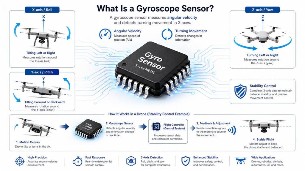 Infographic of What Is a Gyroscope Sensor