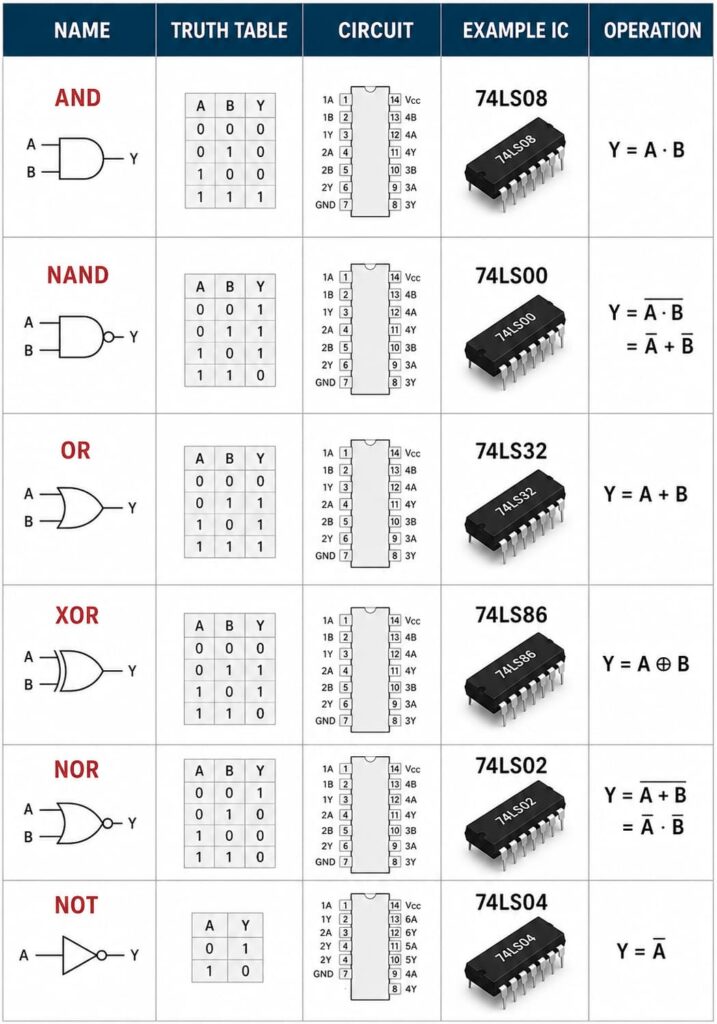 infograhic of Important Logic IC Families