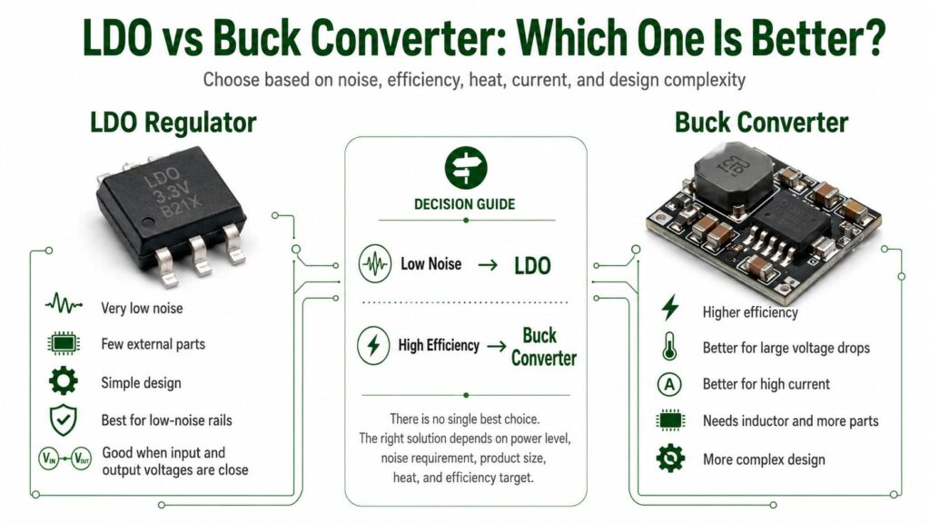 infograhic of LDO vs Buck Converter