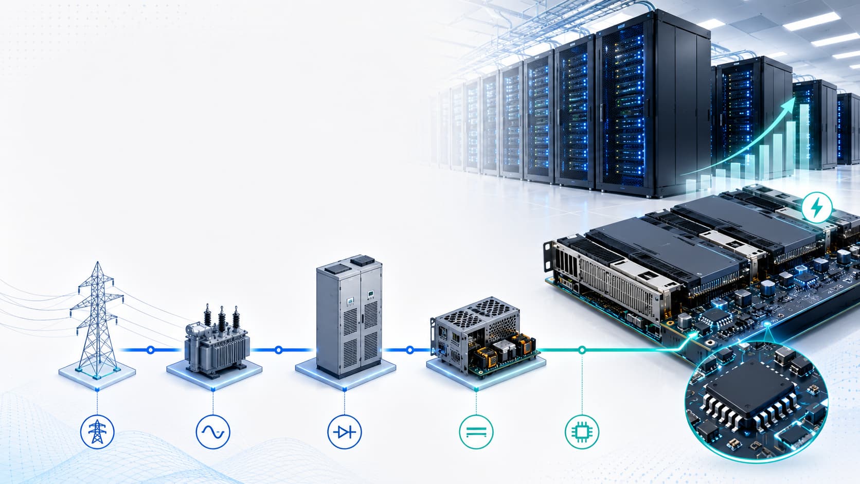 AI Data Center Power Management IC Demand Infographic