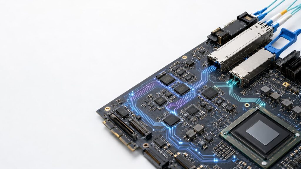 Retimer ICs, redriver ICs, optical transceiver modules, and high-speed connectors for AI server sourcing