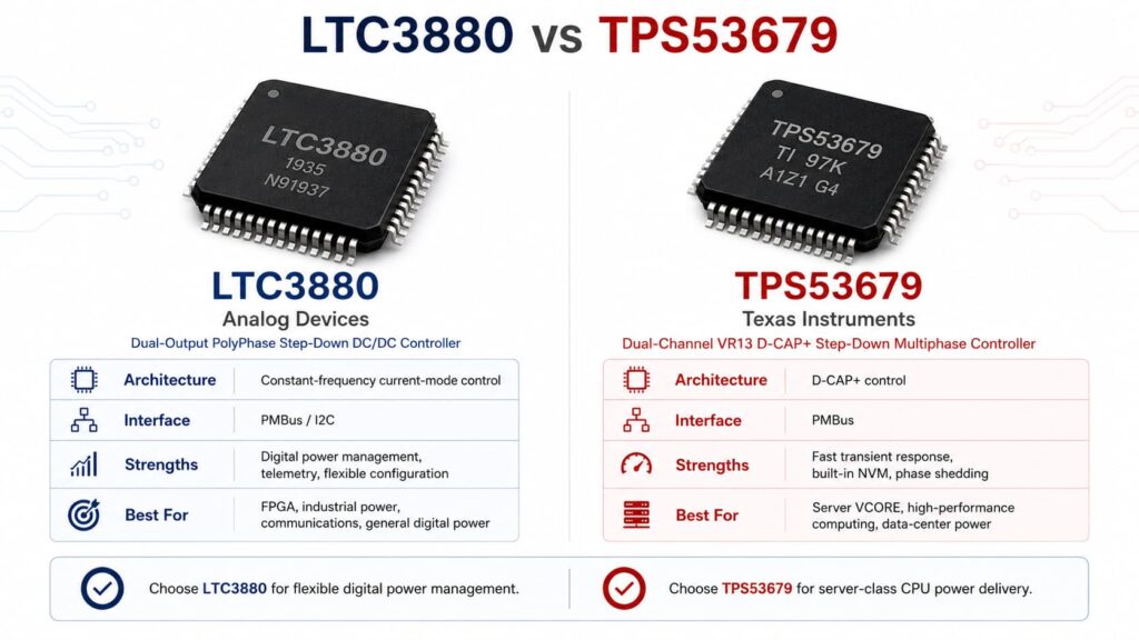 ltc3880 vs tps53679 power controller comparison