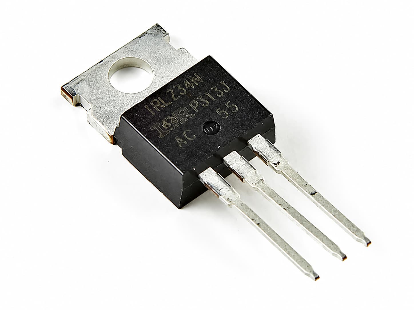 TO-247 power MOSFET with three leads and metal tab for high current electronic applications