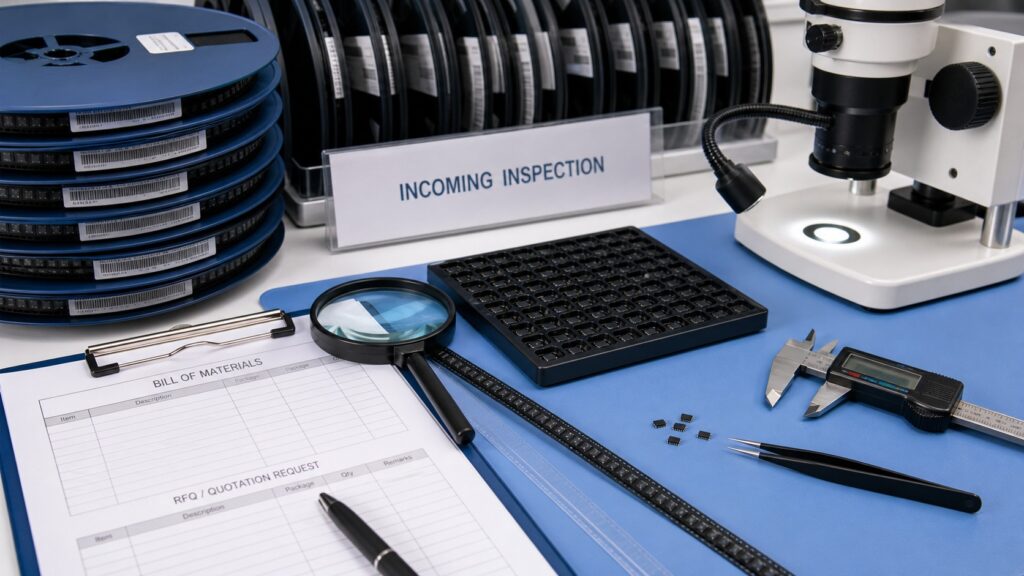 LDO regulator sourcing and incoming inspection with reels, BOM sheet and inspection tools
