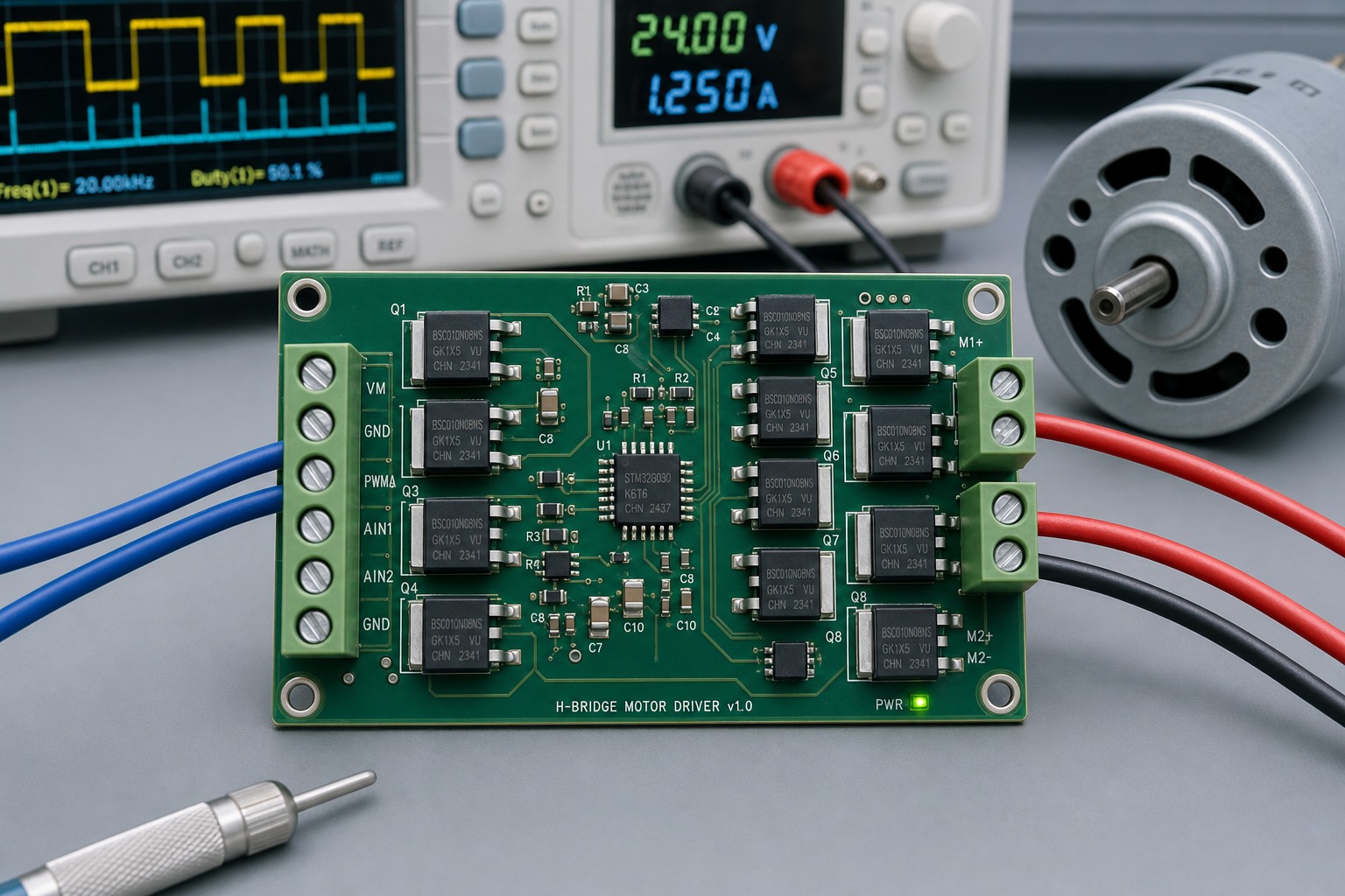 MOSFET motor control systems and H-bridge switching applications