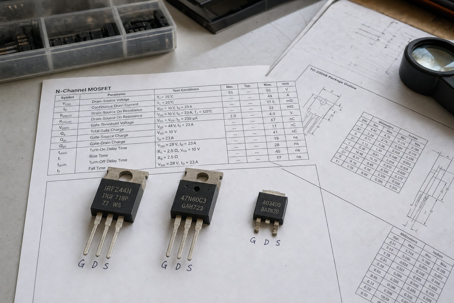 MOSFET package marking pinout and datasheet review for sourcing decisions