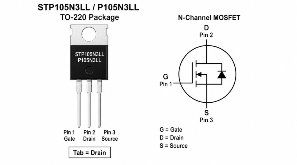 stp105n3ll to220 pinout diagram