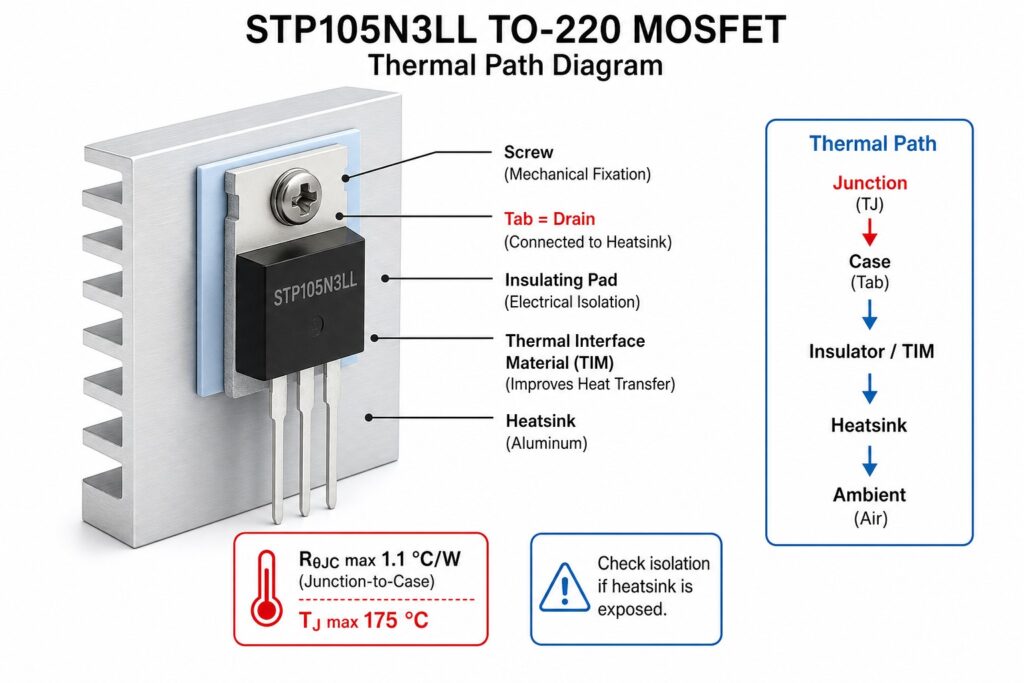stp105n3ll to220 thermal path