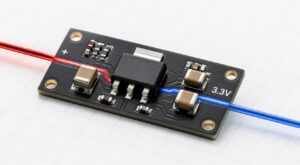 SOT-223 style 3.3 V LDO on a clean PCB with nearby ceramic capacitors