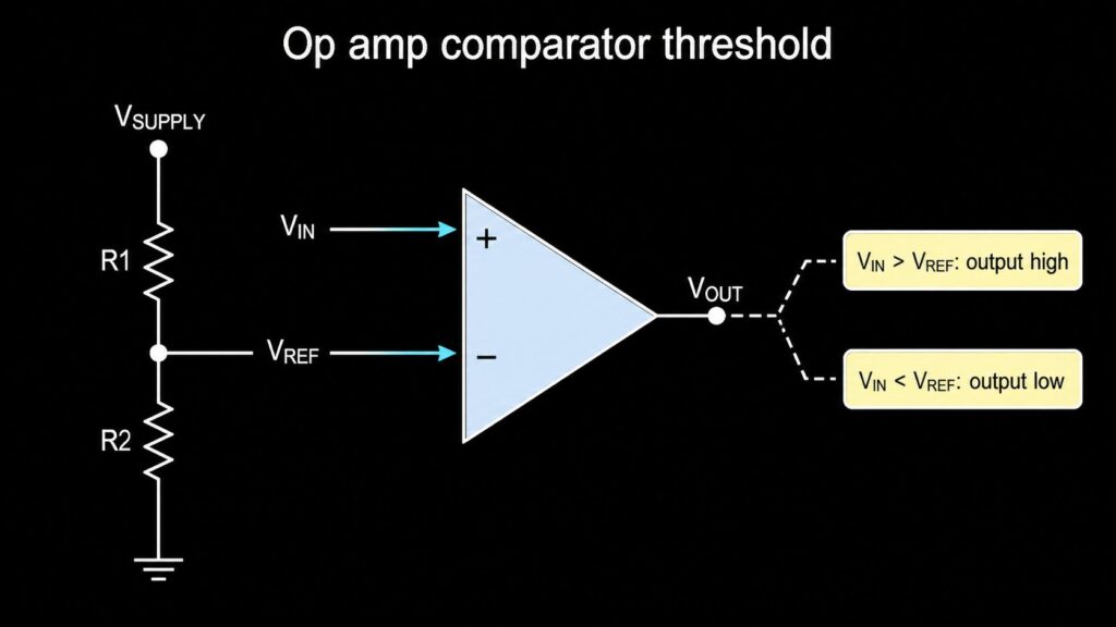 Op amp comparator threshold reference circuit diagram