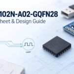 Conceptual USB-to-UART engineering illustration for the CP2102N-A02-GQFN28 guide