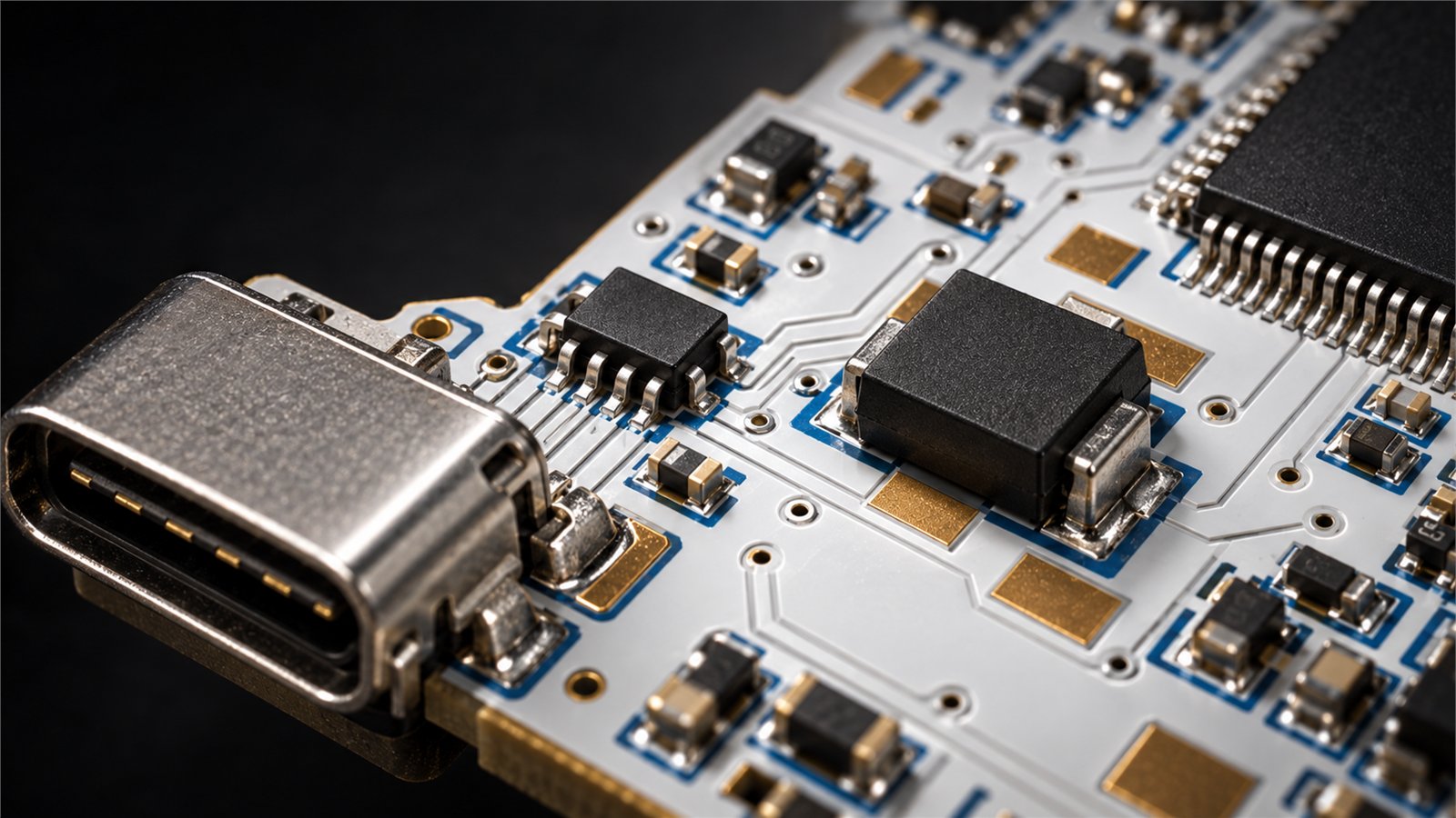 TVS diode and ESD protection devices placed near a PCB connector