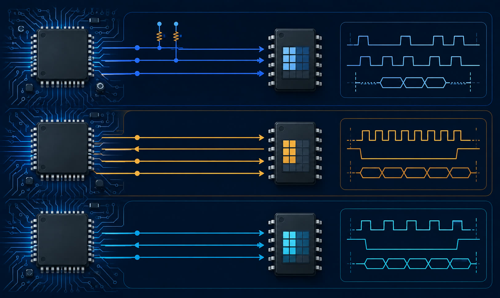 I2C SPI and Microwire EEPROM interface selection for an embedded system