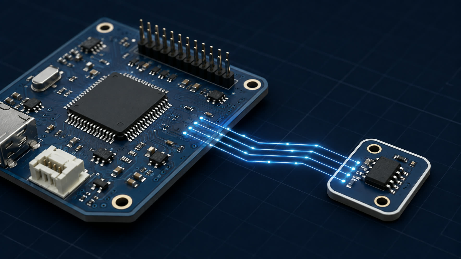 Serial EEPROM connected to a microcontroller for in-system updates