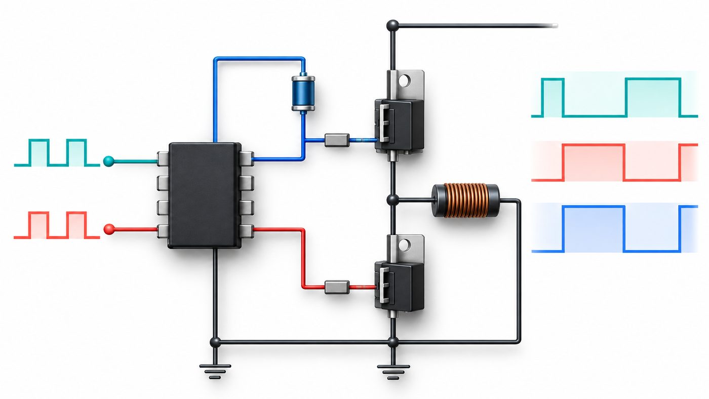 Half-bridge gate driver concept with high-side bootstrap bias and complementary switching paths