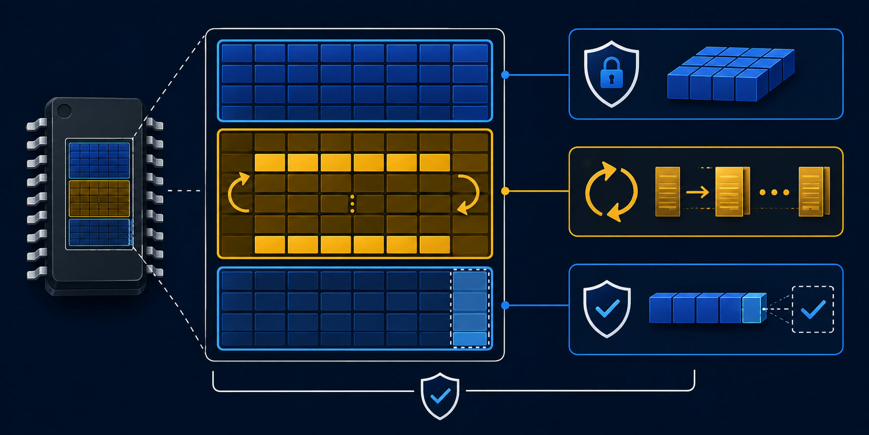 EEPROM data integrity layout separating factory configuration and frequently cycled records