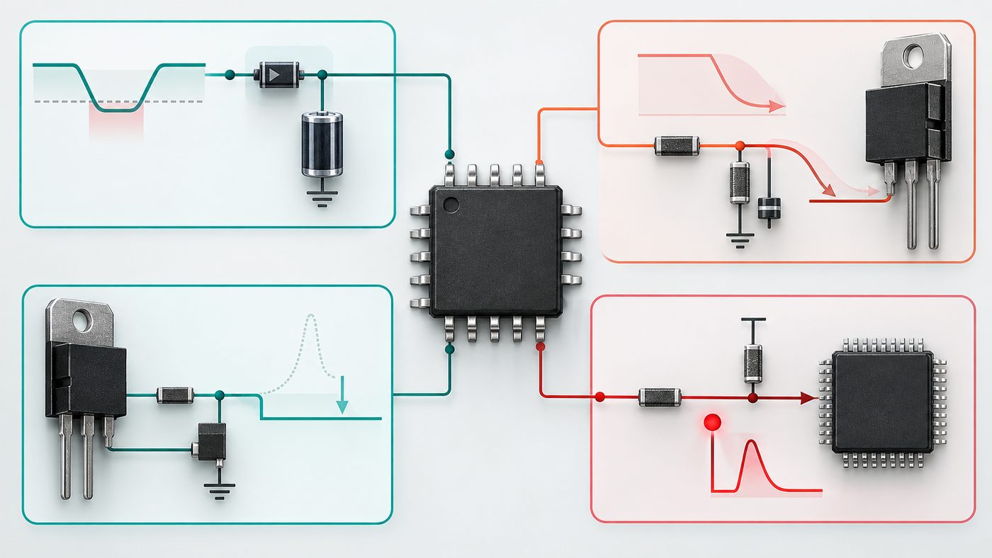 Gate driver protection concept showing undervoltage handling, shutdown, Miller clamp, and fault feedback