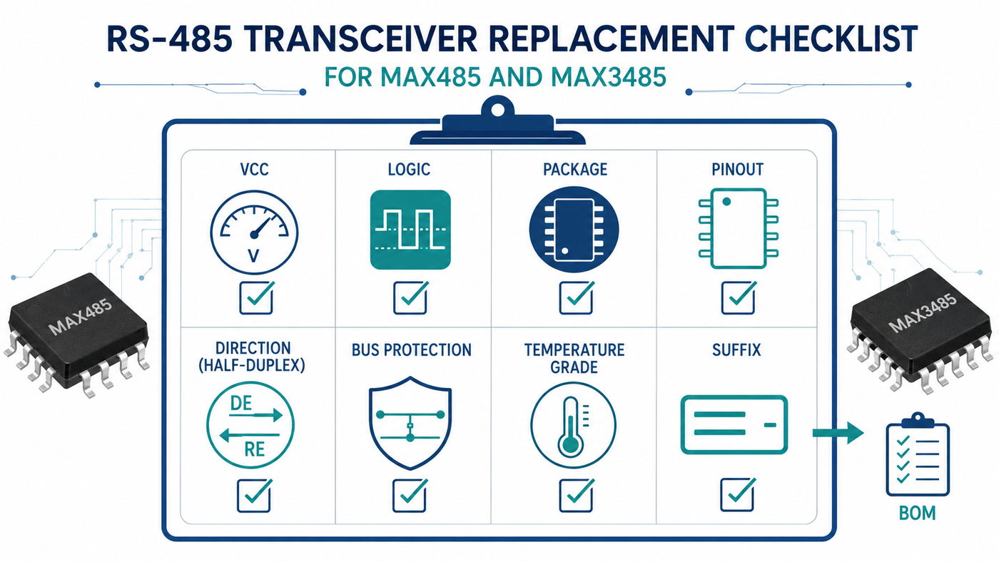 RS-485 transceiver replacement checklist for MAX485 and MAX3485 BOM review