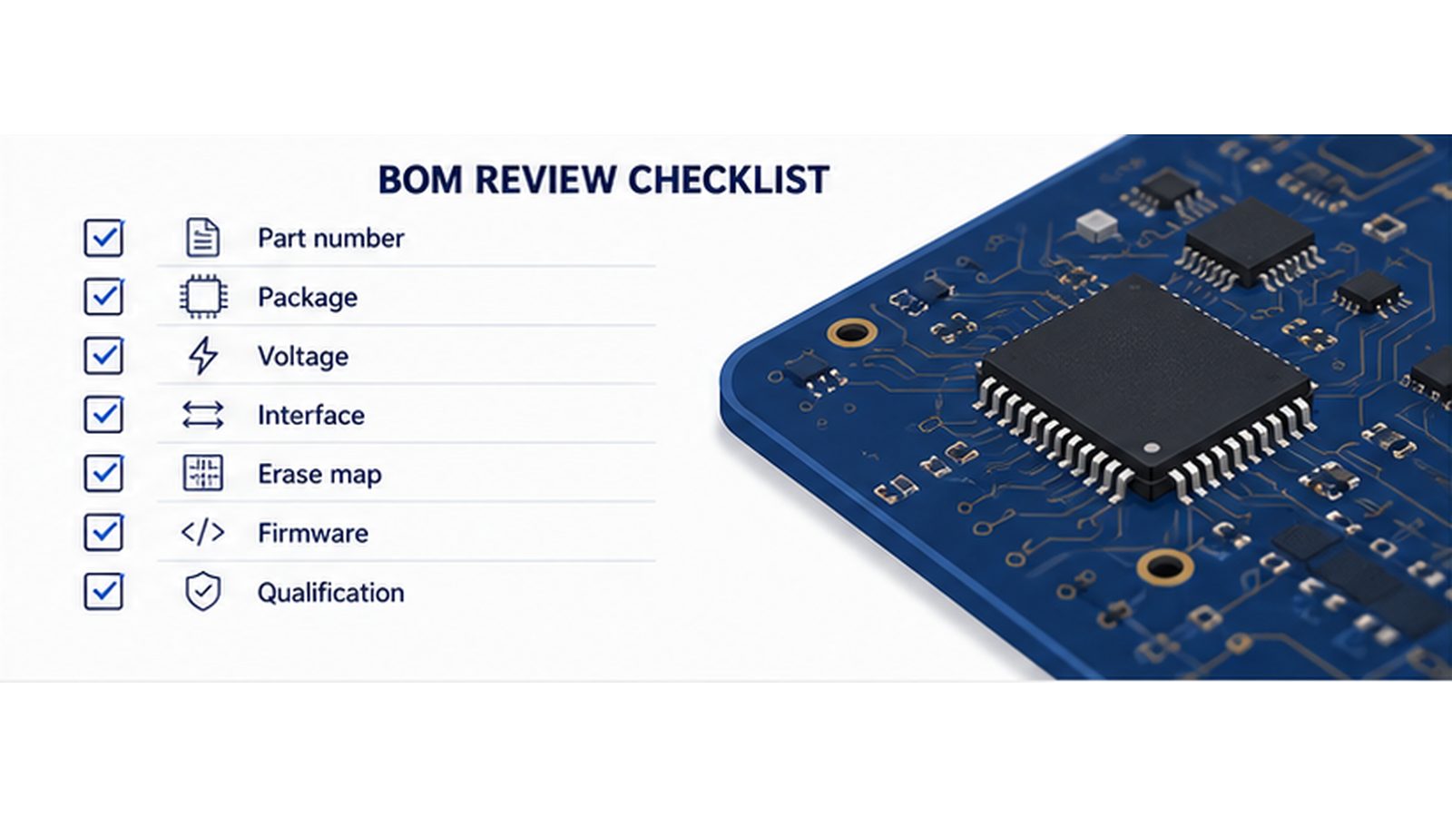 BOM checklist for selecting EEPROM or Flash memory ICs