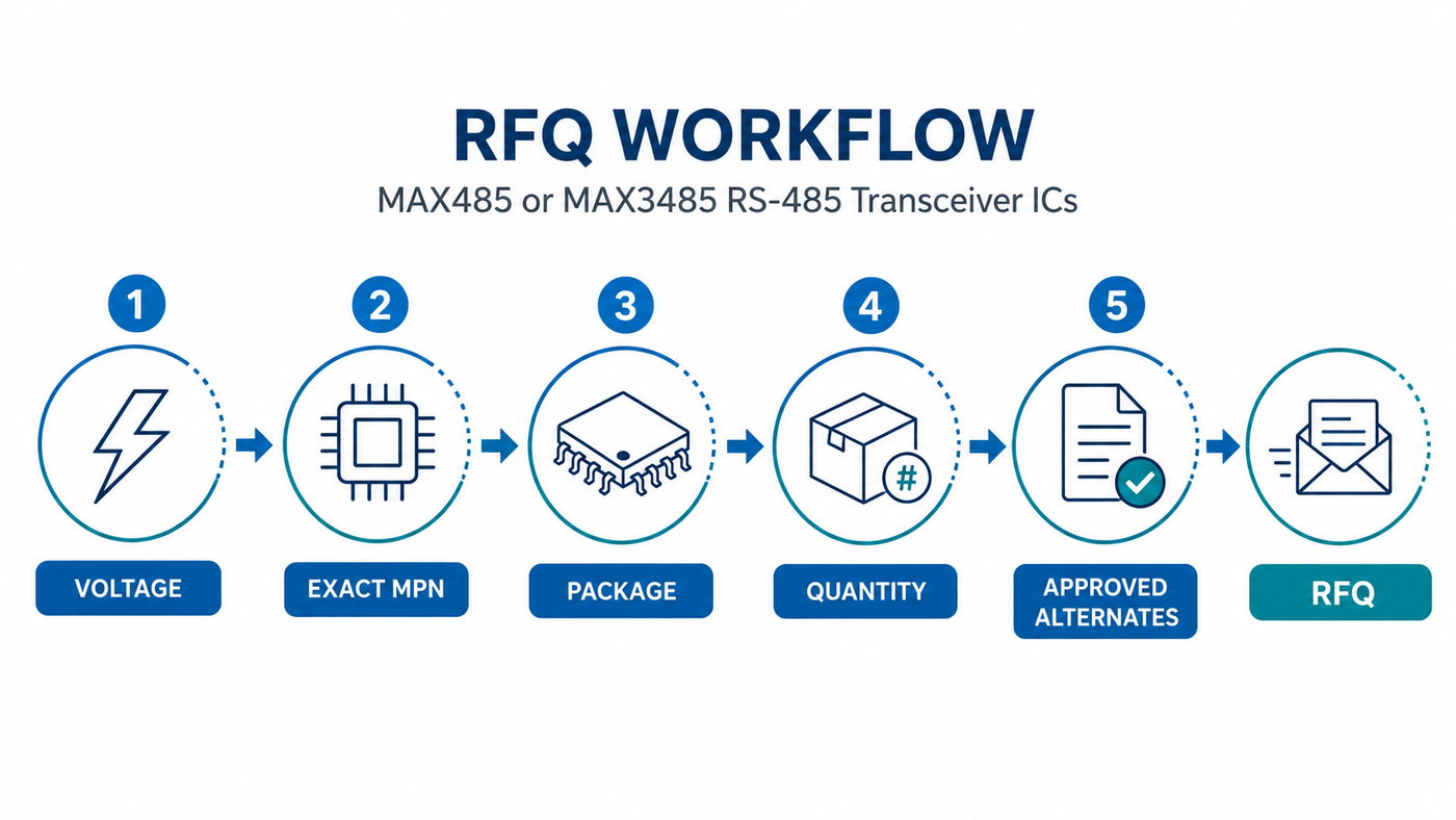 RFQ workflow for MAX485 or MAX3485 RS-485 transceiver IC sourcing