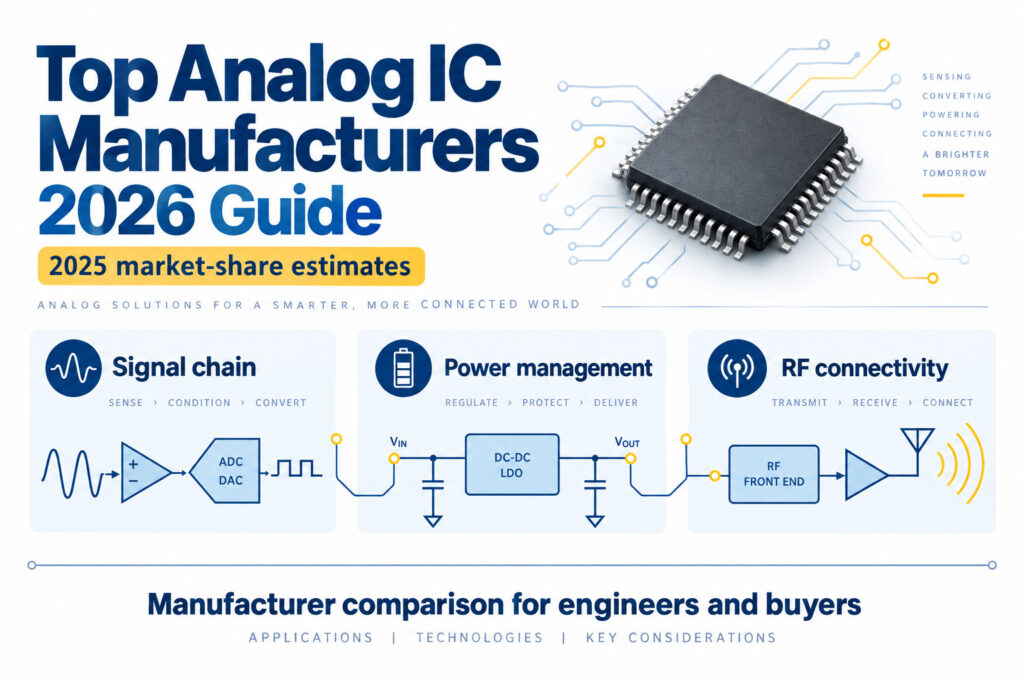 2026 analog IC manufacturer guide covering signal chain, power management and RF connectivity