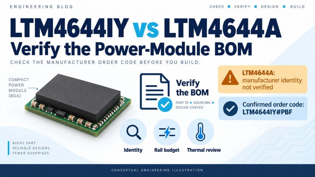 LTM4644IY versus LTM4644A BOM verification cover with identity, power-rail and thermal checks.