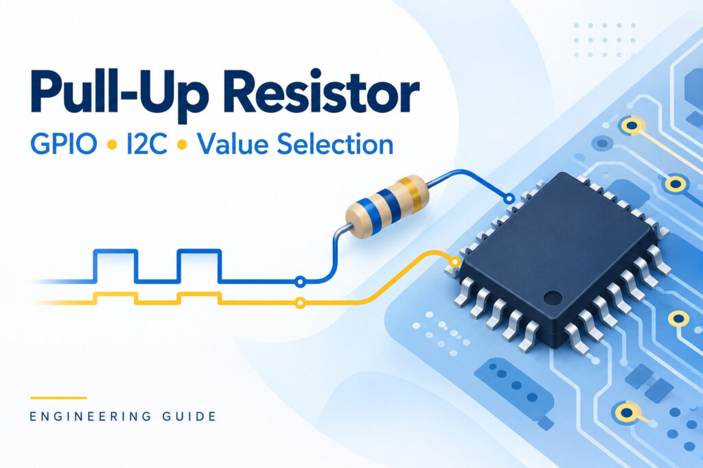 Conceptual pull-up resistor, microcontroller and signal paths for GPIO and I2C value selection
