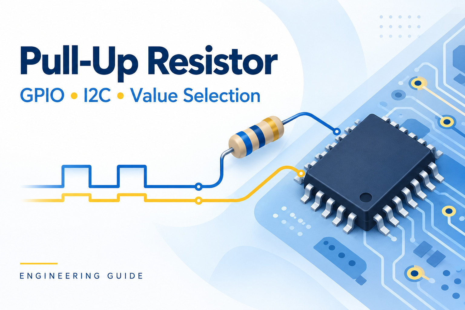 Conceptual pull-up resistor, microcontroller and signal paths for GPIO and I2C value selection