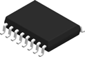 SOIC-16 wide body package appearance, 16 gull-wing leads; generic package illustration